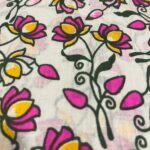 Pink And Yellow Coloured Lotus Pattern Cotton Chaddar